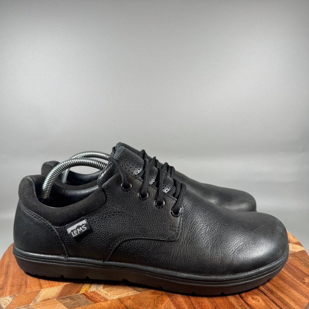 Lems Nine2Five V2 Mens 10 Black Leather Minimalist Zero Drop Wide Toe Box Shoes
